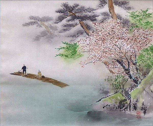 ギャラリーたけやま 掛け軸 今井景樹（いまいけいじゅ） 桜・筏舟 展示販売